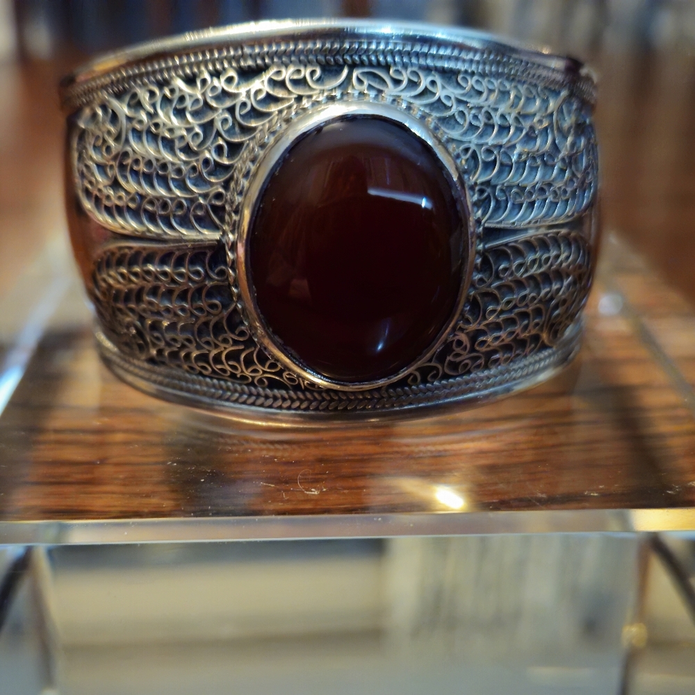 Sterling and Agate Cuff Bracelet